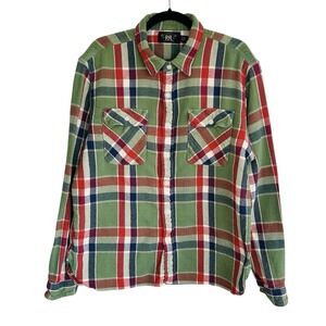 RRL Ralph Lauren Double RL Plaid Twill Work Shirt Mens XL Western Classic Green